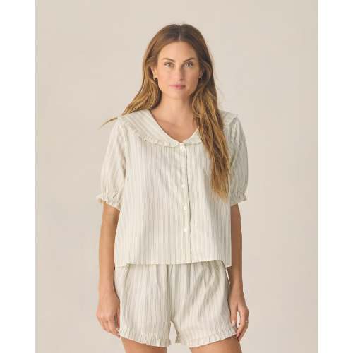 Women's Delilah Pajama Set Seafoam Railroad Stripe