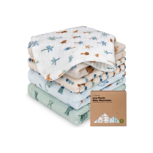 5-Pack Lyra Muslin Baby Washcloths