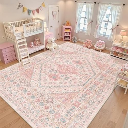 Pink Rugs for Bedroom-10x12 Area Rugs for Living Room,Girls Room