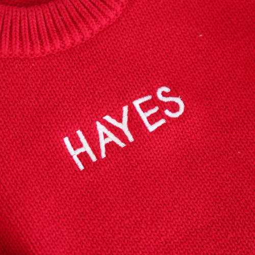 Embroidered Knit Sweater Bubble Romper | Red