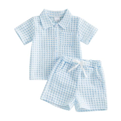 BemeyourBBs Toddler Baby Boy Summer Clothes Button Down Shirt Tops and Shorts Set with Pocket 2 Piece Outfits