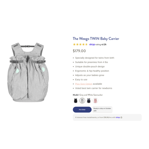 Weego TWIN Baby Carrier