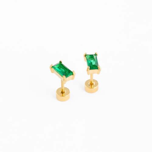 Emerald Baguette Stud Earring – Pip Pop Post