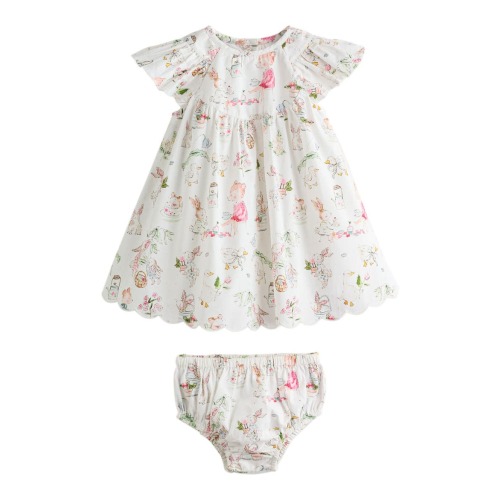 Kids' Flutter Sleeve Cotton Dress & Bloomers Set, 3-6M
