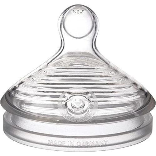 NUK Simply Natural Baby Bottle Nipples - Medium Flow Silicone Extra Soft Anti-Colic Air System BPA-Free Pack of 2