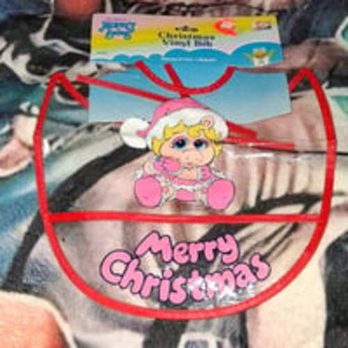 New 1989 Muppets Miss Piggy Vinyl Plastic Christmas Baby Bib Vintage 80s