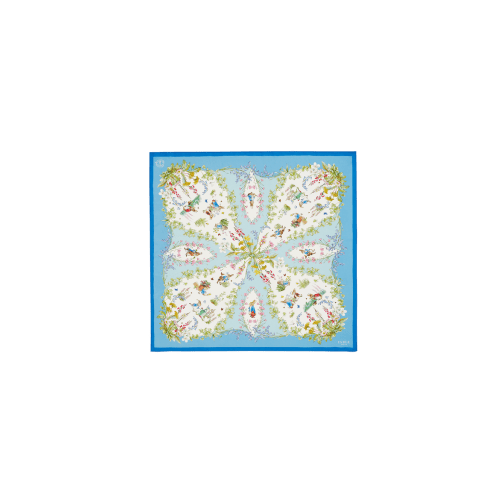 x Peter Rabbit Blue Narrative Silk Blend Square Scarf