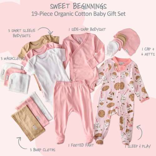SWEET BEGINNINGS BABY 19-Piece Gift Set, Pink Milk N Cookie Crew - butterblu | Maisonette