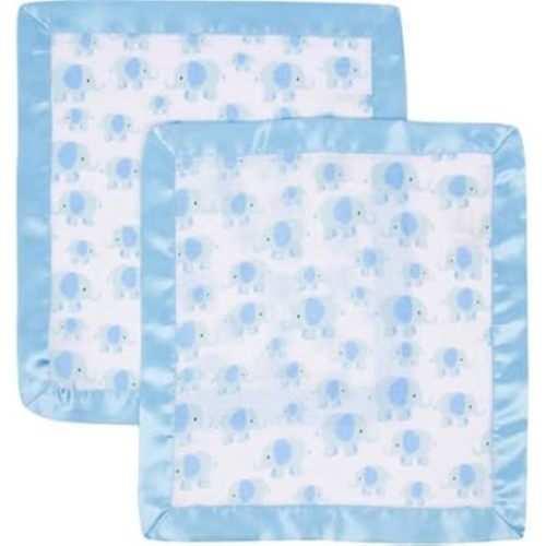 Miracle Blanket Soft Muslin Security Blanket Newborn Nursery Sleep Essential - Pack of 2 Warm Wraps (Blue Elephant)