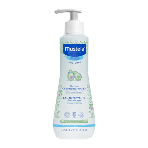 Mustela Baby Cleansing Water - No-Rinse Micellar Water - with Natural Avocado & Aloe Vera - for Baby's Face, Body & Diaper - 1 or 2-Pack - Various Sizes