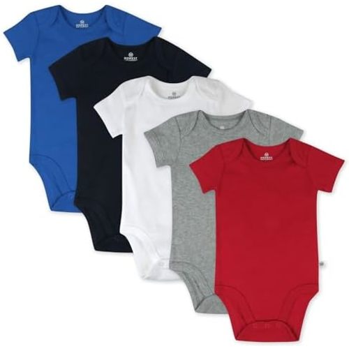 HonestBaby 5-pack Short Sleeve Bodysuits One-piece 100% Organic Cotton for Infant Baby Boys