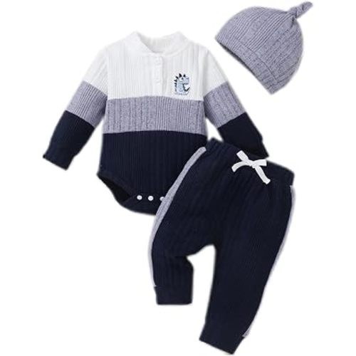 NZRVAWS Baby Boy Clothes Newborn Infant Outfits Fall Winter Toddler Romper Pants Set Clothing 0 3 6 9 12 18 Months
