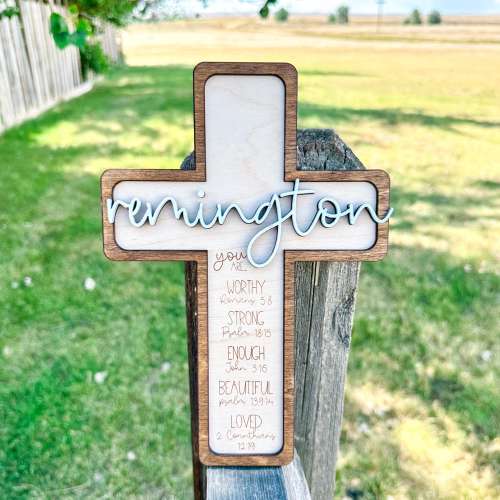 NEW Personalized Wooden Cross for Kids – Custom Name Prayer Wall Decor – Nursery or Baptism Gift –  Christian Baby Room Sign