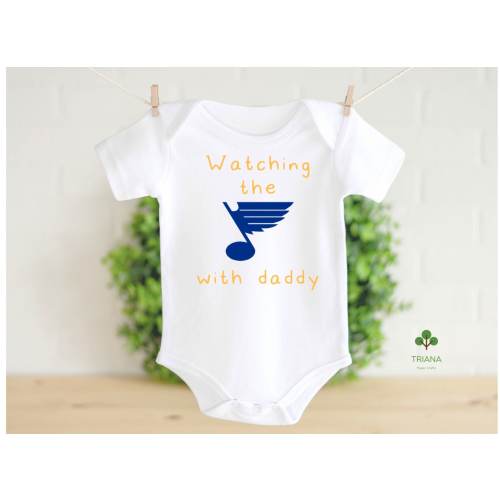 Watching the Game with Daddy Unisex Hockey Baby Game Day Onesie® or Toddler T-shirt,  Sports Fan Gender Reveal Gift Idea