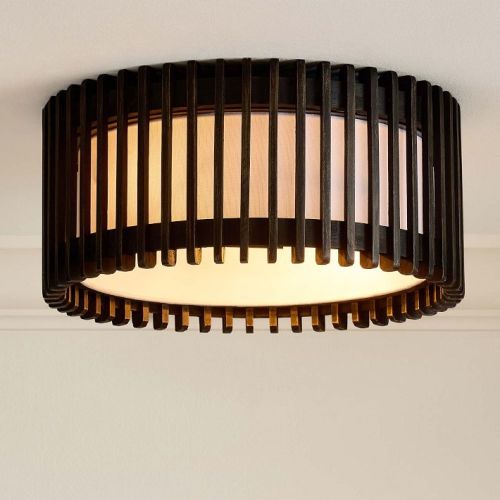 Blaine Wooden Drum Flush Mount (17")
