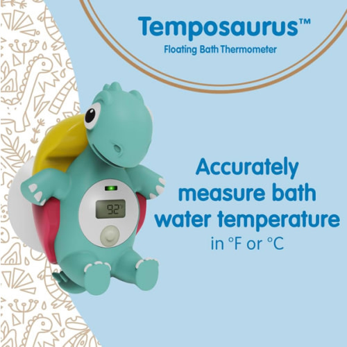 Dr. Brown's CleanUp Temposaurus Floating Bath Thermometer for Accurately Measuring Baby's Bath Water Temperature, BPA free
