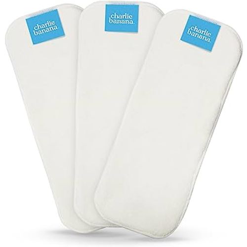 Charlie Banana Baby Super Absorbent Deluxe Reusable and Washable Fleece Inserts for Cloth Diapers, One Size, 3 Pack