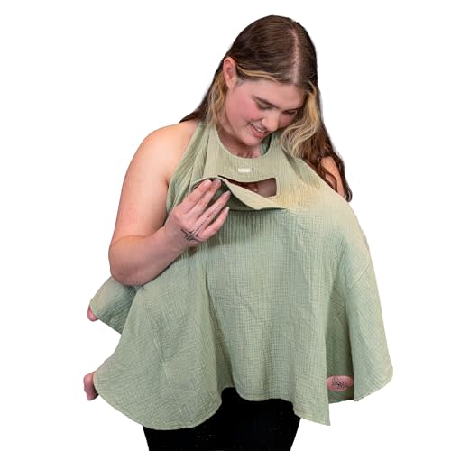 Lookee Looky Muslin Nursing Cover for Baby Breastfeeding – with Peekaboo Window -100% Breathable Cotton Privacy Nursing Shawl - Multiuse Apron for Moms