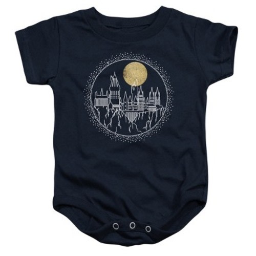 Baby Harry Potter Hogwarts Full Moon Line Art Infant Bodysuit, Navy, 6 Months