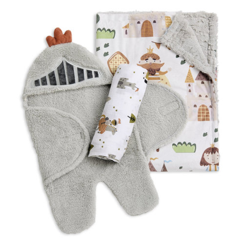 Evolur Good Knight 3 Pc Gift Set - Sherpa Sack Wrap, Rayon from Bamboo Muslin Wrap & Velour Blanket | Wayfair