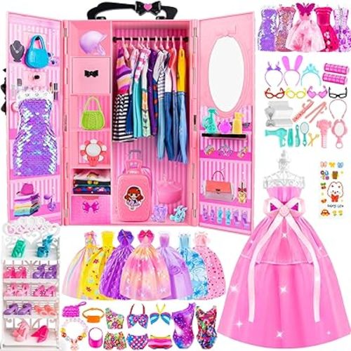 137 Pcs Doll Closet Clothes and Accessories for 11.5 Inch Dolls