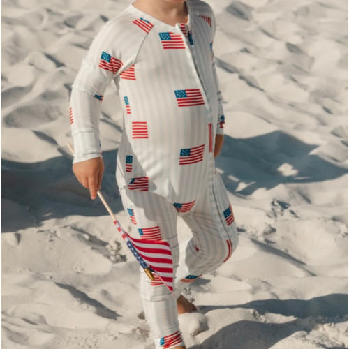 All American Bamboo Zipper Romper | 4th of July Baby Pajamas | In My Jammers