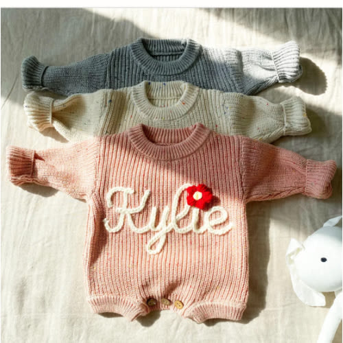 Hand Knitted Personalized Romper