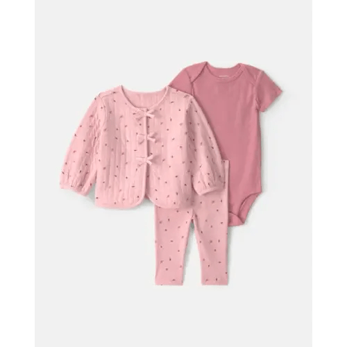Baby Girl 3-Piece Leaves Layering Set - Pink | Carter's