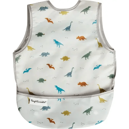 Tiny Twinkle Mess Proof Baby Bib for Boys | Waterproof Toddler Bib for Eating | Baby Apron for Feeding, Machine Washable | Perfect Shower Gift (Dinosaur, 6–24M)