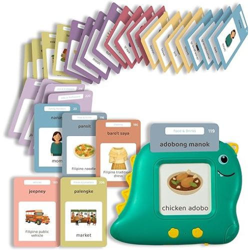 Monkey & Bananas Tagalog (Filipino)–English Talking Flash Cards | Bilingual Toy for Toddlers & Beginner Learners | 224 Words, 18 Themes | Screen-Free Educational Gift | Ages 2–6