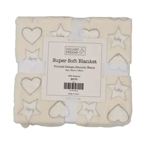 Shop Lullaby Dreams Super Soft Rc Printed Blanket Ivory Online at Baby Factory