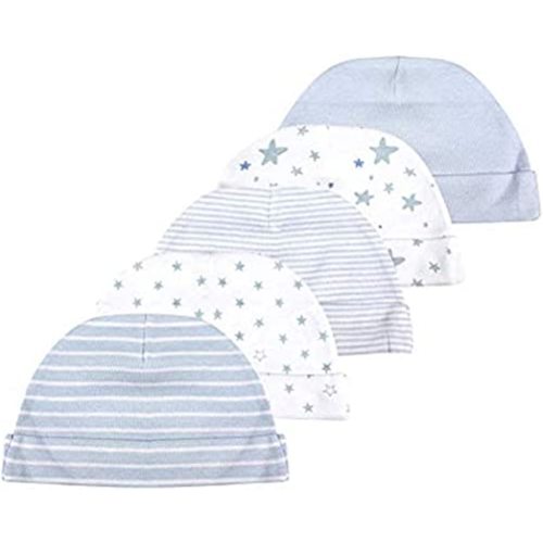 Newborn Baby Soft Cotton Organic Cap and Mitten Set Sunny Hats 10 Pack for Hospital Baby Boy and Girl(0-6 Months) Blue