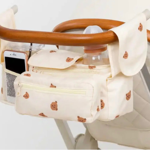 GoBabyMart Universal Stroller Organizer with Insulated Cup Holder & Detachable Bag