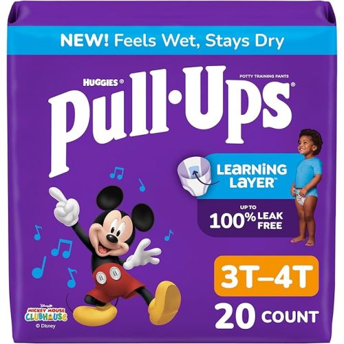 Pull-Ups Boys' Potty Training Pants, Size 3T-4T Training Underwear (32-40 lbs), 20 Count