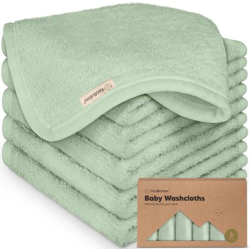 6-Pack Baby Washcloths - Soft Absorbent Viscose from Bamboo Wash Cloths for Babies, Kids, Toddlers, Infant, Newborn Bath Towels, Gentle on Sensitive Skin, 10x10 Reusable Face Towels (Pistachio)