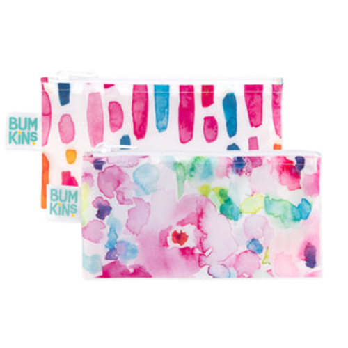 Reusable Snack Bags, Waterproof Fabric, BPA Free, 2-Pack – Watercolor | Bumkins Baby