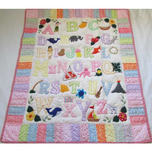 Hawaiian Quilts ABC Crib Baby Comforter Blanket Hand Quilted/Wall Hanging