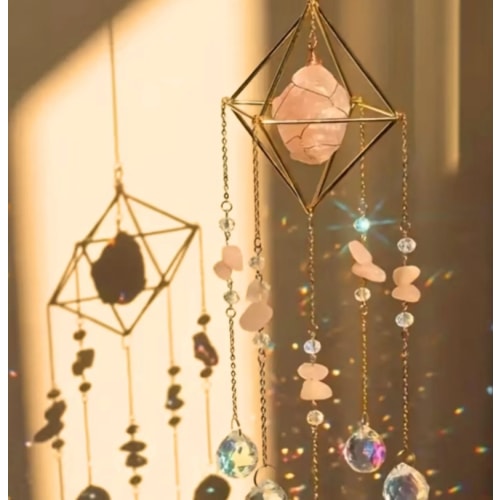 Natural Raw Gemstone Crystal Suncatcher, Rainbow Maker, Healing Crystal Suncatcher, Window Prism Hanging Decor, Boho Home Decor, Wind Chimes - Etsy