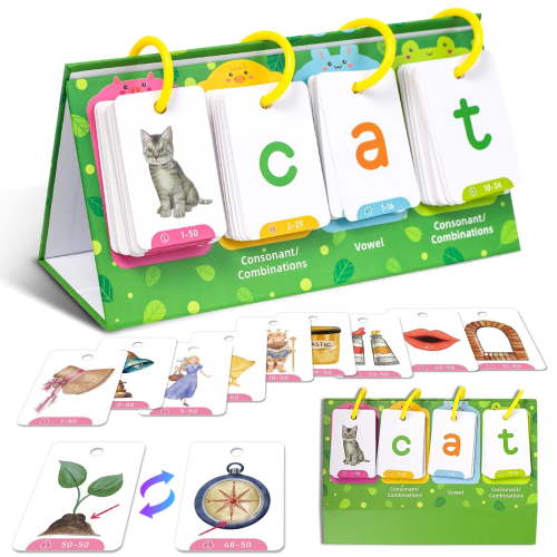 Phonics Learning Cards, Early Reading Activity, 129-piece Educational Flashcard Set, Color-coded Letter and Picture Cards, Home Learning Tool for Minors Ages 4+