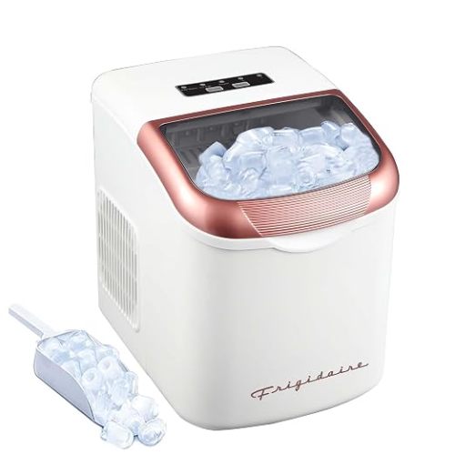 FRIGIDAIRE Retro Compact Ice Maker Machine, Bullet Ice, 26 lb per Day (White)