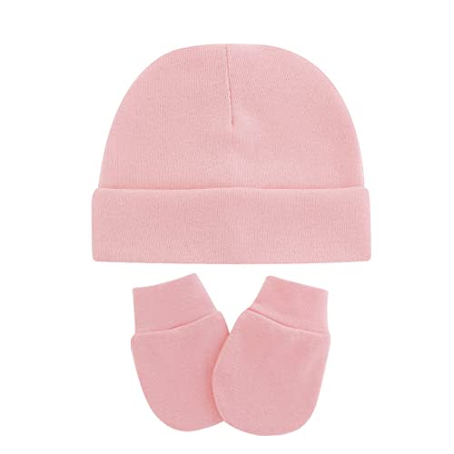 UTTPLL Newborn Hats Mittens Set Toddler Girls Boys Cotton Nursery Hospital Beanie No Scratch Gloves Unisex Baby Infant Caps