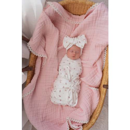 Pink Ladybug Cotton Jersey Baby Girl Swaddle | Little & Fern – Little and Fern