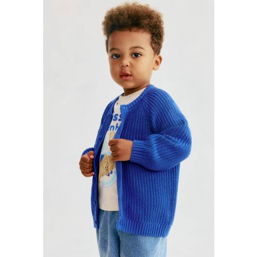 PATENT-KNIT COTTON CARDIGAN
