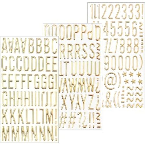 169Pcs 3D Gorgeous Gold Letter Stickers - 1In Resin Alphabet A to Z, Numbers 1 to 9, Glitter Letters for Scrapbooking, Grad Cap Decoration, DIY Crafts Art Making - 1mm
