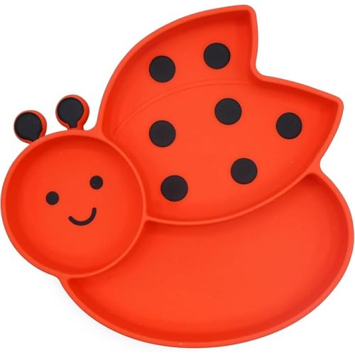 melii Silicone Suction Plate for Babies & Toddlers | Divided Baby Led Weaning Plate, BPA-Free, Non-Toxic, Dishwasher & Microwave Safe, Fits Most High Chairs, 6+ Months (Ladybug)
