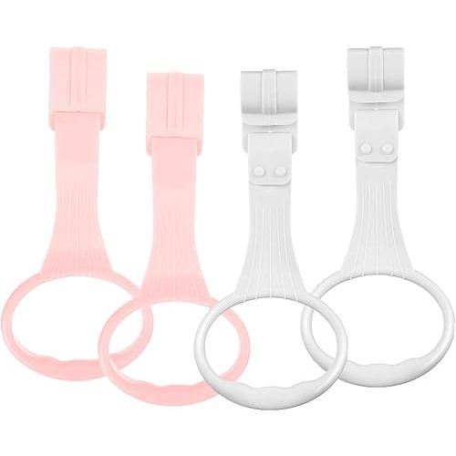 4Pcs Baby Playpen Pull up Rings, Pull up Rings for Play Pen, Playpen Accessories for Help Stand Up Walking Training Tool Newborn (Pink, White)
