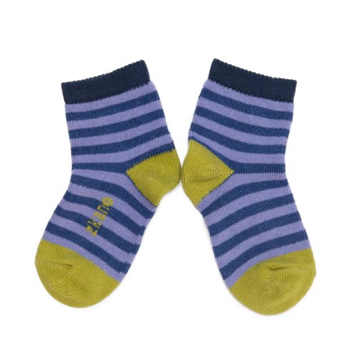 Kids - Striped Organic Cotton Crew Socks - Grape