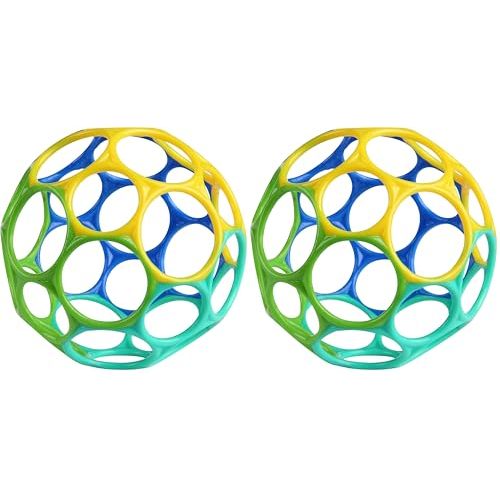 Bright Starts Oball Easy Grasp Classic Ball Infant Toy in Blue/Green, Age Newborn and up, 4 Inches (Pack of 2)