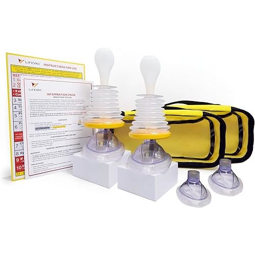LifeVac Yellow Travel Kit 2 Pack - Portable Suction Rescue Device, First Aid Kit for Kids and Adults, Portable Airway Suction Device for Children and Adults