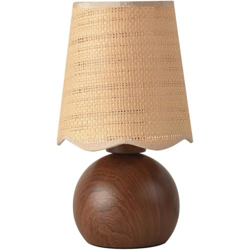 Minimalist Rattan Table Lamp, 11' Height, Woven Lampshade & E26 Socket Metal Base